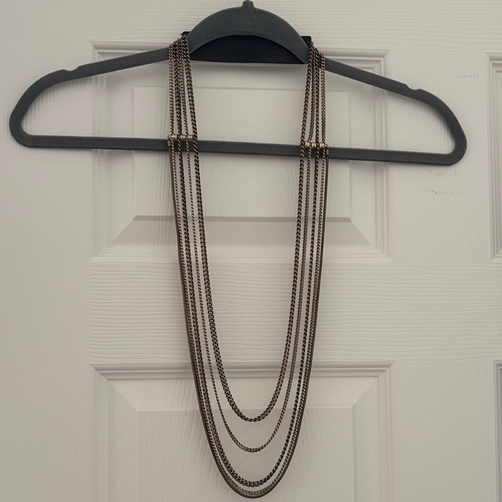 Jenny Bird multi layered brass and leather necklace